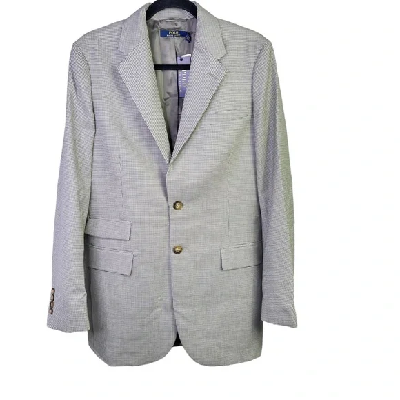 Polo Ralph Lauren Black Gray Wool Blazer Size 8
